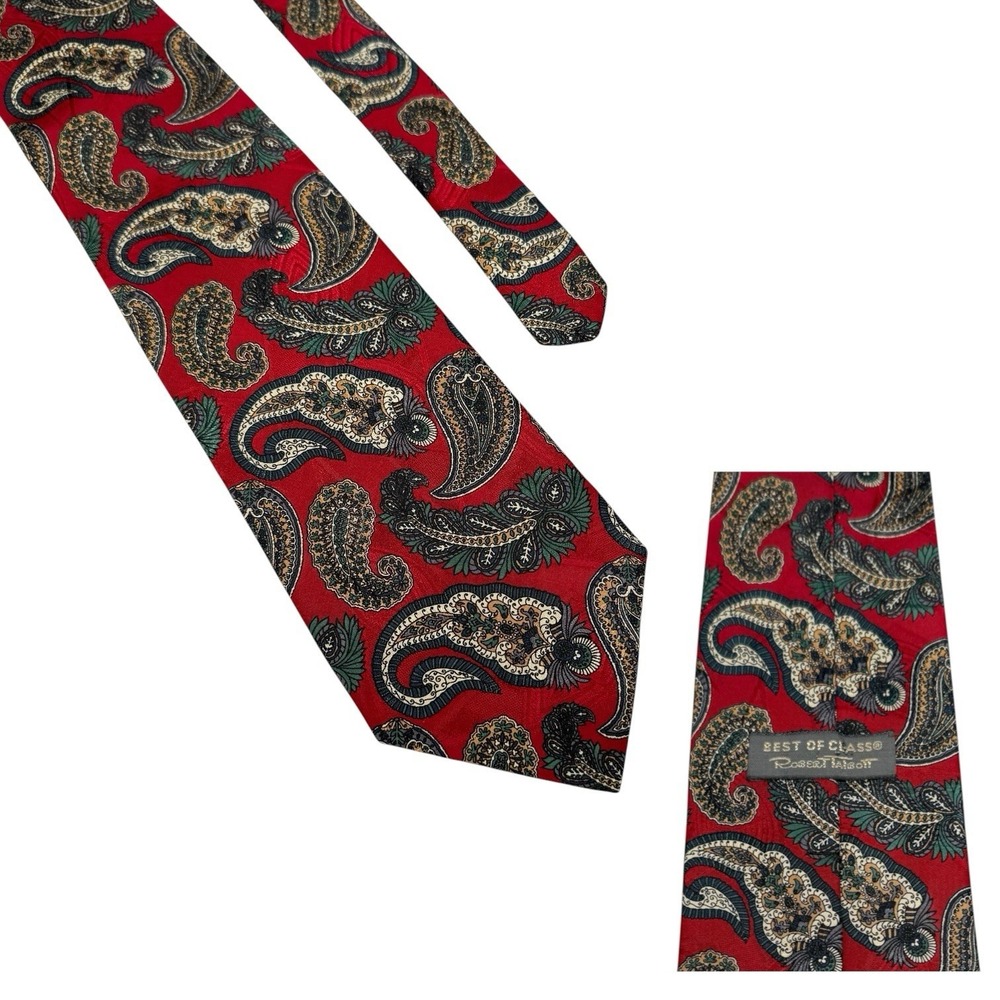 Robert Talbott Silk Tie - Red Paisley Print - Best of Class Handmade in USA